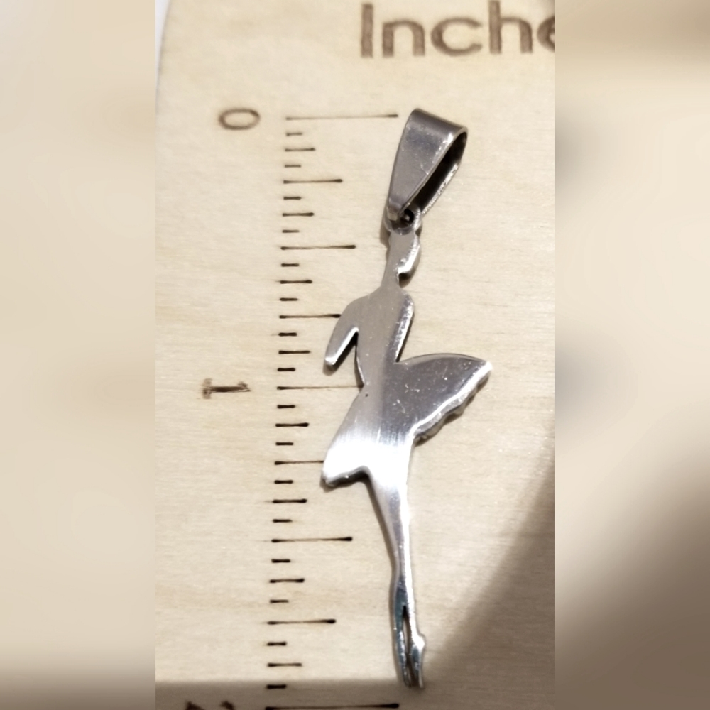 Stainless steel ballerina silhouette pendant